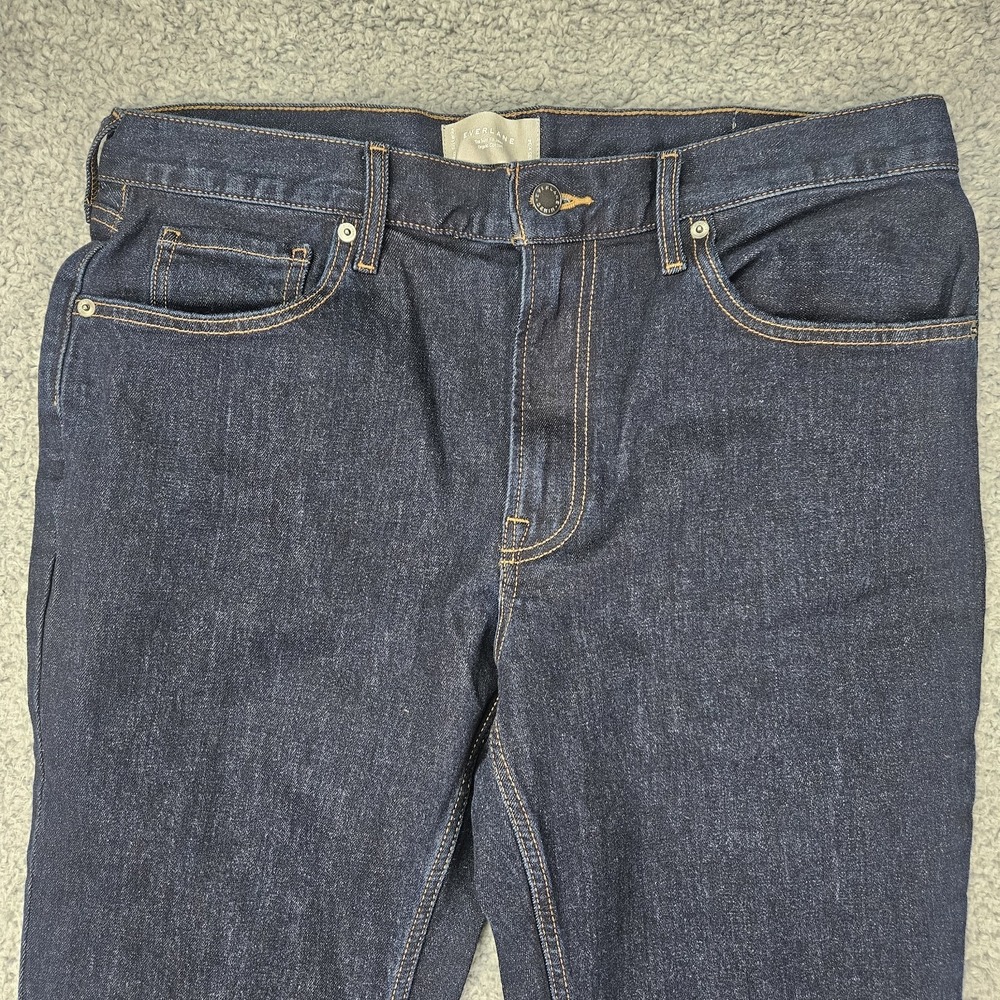 Everlane Slim Fit Jeans Men's 35x34 Dark Wash Organic Cotton Stretch Denim - Picture 2 of 12